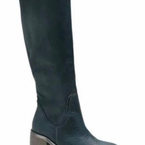 NEW Free People Essential Slouch Navy Leather Knee high BOOTS 7.5